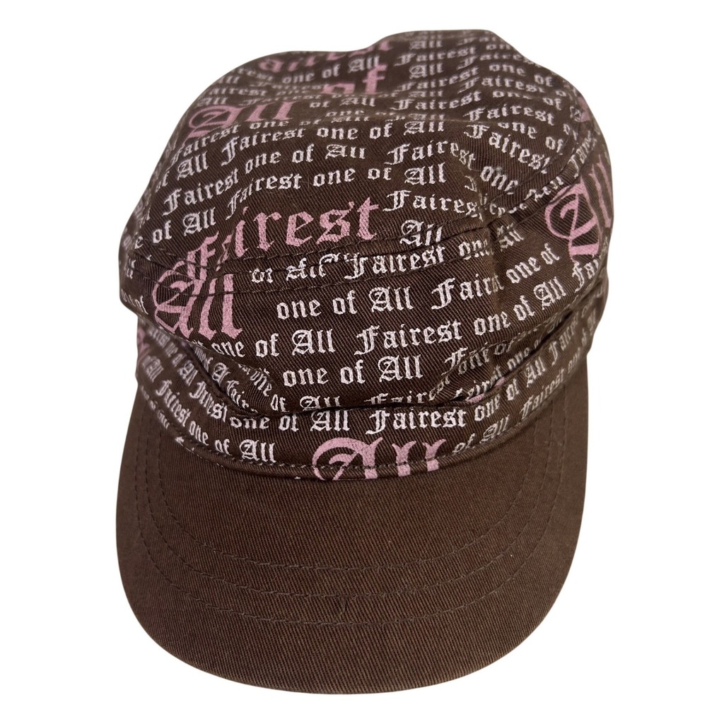 vintage y2k pink cookie hat ~ army cap‎ pink/brown